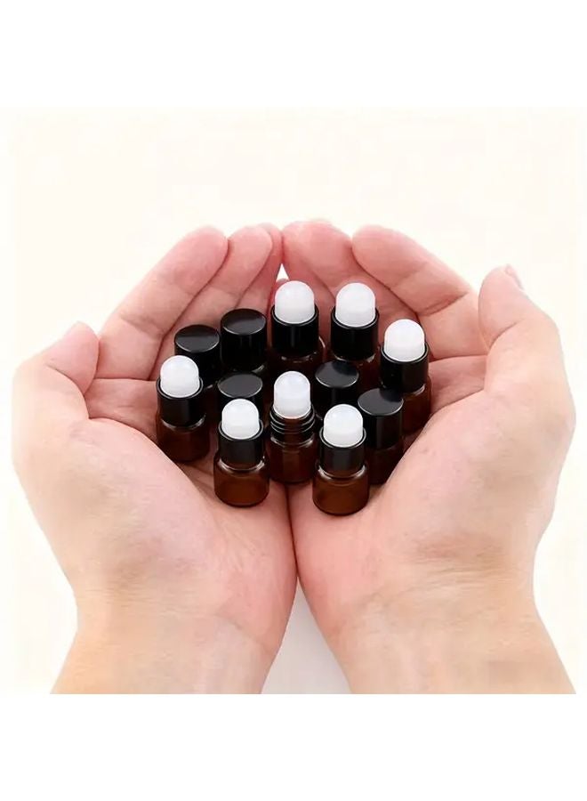 60 Pack Amber Glass Vials With Steel Ball Rollers Leak Proof For Essential Oils - Image 5